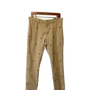 POLO Ralph Lauren Skull & Crossbones Khaki Slacks Flat Front Slim Fit 33 X 30